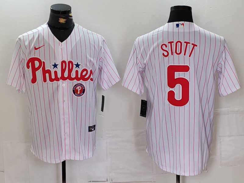 Men Philadelphia Phillies #5 Stott White stripe Nike Game 2024 MLB Jersey style 3->philadelphia phillies->MLB Jersey